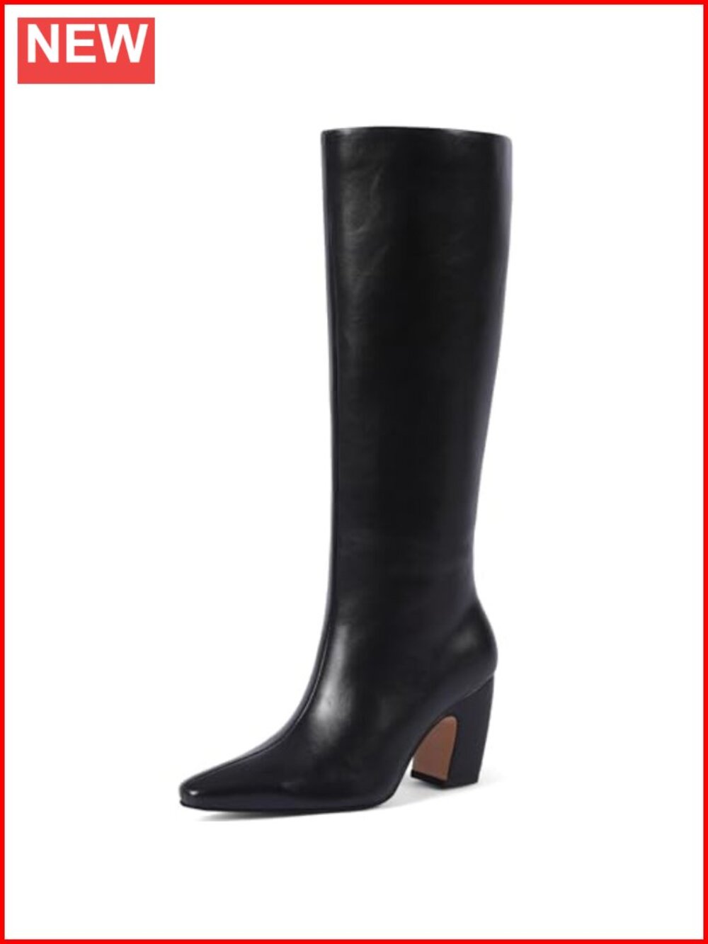 Women's Square Toe Faux Leather Knee High Boots Comfortable Fashion Tall Boots